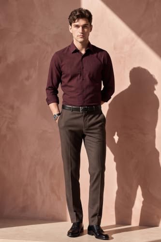 Image of Peter England Men's Premium Formal Stretchable Knit Super Slim Fit Trouser | Comfort Lycra | 360-Degree Stretch