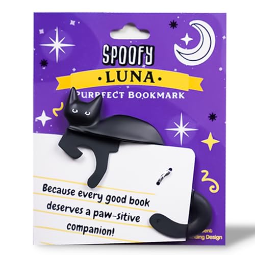 Spoofy 3D Bookmark - Adorable Bookmarks for Women Durable & Lightweight Book Accessories for Reading Lovers Unique Gifts for Women Gifts for Book Lovers (Black Cat)