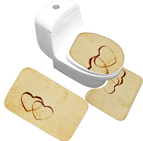 BOJTAN 3 Teilig Badematte Set Strandliebe 3D Badematten Set rutschfest, Badezimmerteppich,U-förmiger WC-Vorleger,WC…
