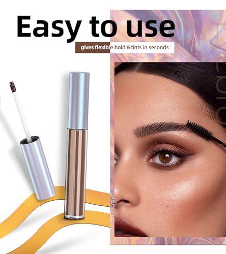 Kit de tinte de cejas: gel de cejas con plantillas, color de gel para cejas, tatuaje de cejas, tatuaje semipermanente, fácil de usar, dura hasta 3 días y resistente al agua, marrón oscuro - imagen 5
