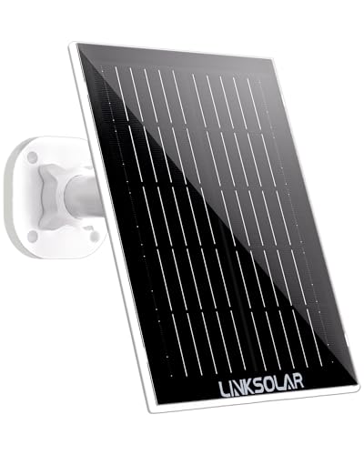 Image of LinkSolar Solar Panel for Security Camera, 3W Solar Charger with Barrel Plug & USB C Port for Outdoor Rechargeable Battery Camera, IP65 Waterproof, 9.8ft Cable, 360°Adjustable Bracket