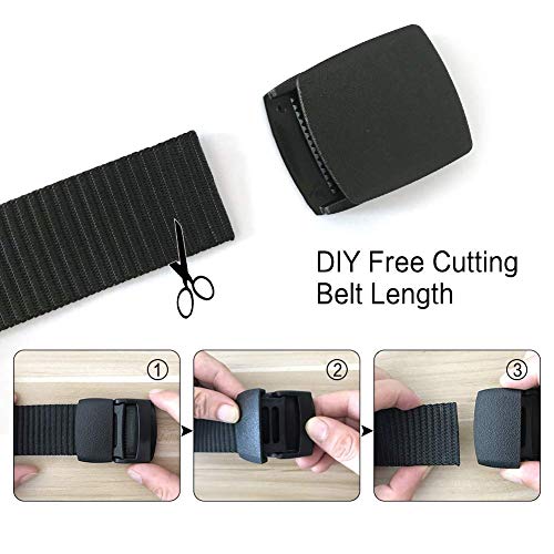 Image of Tactical Nylon Web Belt, Black, Lightweight Plastic Buckle, No-Snag Design, Airport-Friendly, 120cm