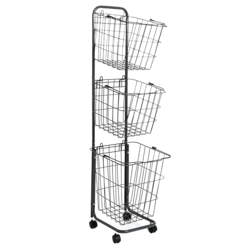 Cesta de lavandería con ruedas de 3 niveles para organizar ropa sucia 2