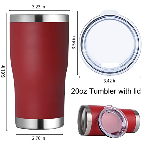 Domicare 20Oz Tumbler With Lid Stainless Steel Tumblers Bulk, Double Wall Vacuum Insulated Coffee Travel Mug Powder Coated Tumbler, 12 Pack Red #TOP4