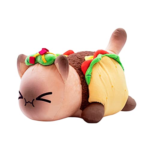 Evilib Muñeco de peluche para niños, diseño de gato de hamburguesa, suave y esponjoso, para bebés, regalo para hija, hijo, amigos (Taco Cat, 25 cm) Cover