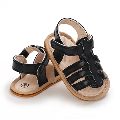 TIMATEGO Infant Baby Girls Sandals Non Slip Soft Sole T-Strap Flip Flops Toddler First Walker Crib Dress Shoes 3-18 Months3