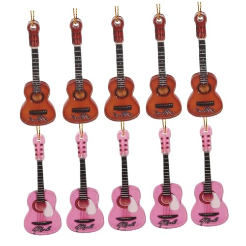 GRADENEVE 10 Piezas Colgantes Mini Guitarra Acrílico Plano Decoración Navideña DIY para Guitarra Eléctrica Miniatura Adornos Árbol Navidad