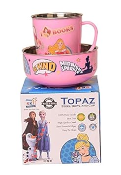 Perpetual Bliss Fancy Stainless Steel Mug with Bowl for Kids|Shakes|Juices|Coffee|Birthday Return Gifts