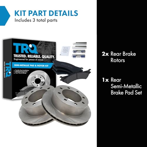 Image of TRQ Rear Brake Pad and Rotor Set Semi Metallic Rotors