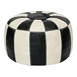 Thgonwid Unstuffed Moroccan Ottoman Pouf Cover, Ottoman Footstool Storage Solution, Bean Bag Chair, Foot Rest, Multi-Black&White