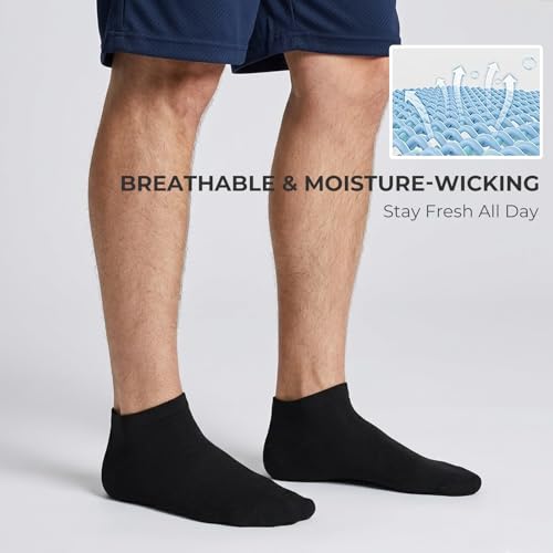 Wamicu 10 Paar Sneaker Socken Herren Damen – Kurze Baumwolle Halbsocken Dünn & Bequem Sportsocken Unisex, Größe 43-46 (Schwarz)