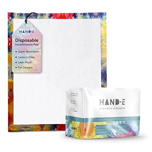 Disposable Bed Pads For Adults - 10 Tie Dye 17" X 24" Chux Pads - Odor Lock Incontinence Pads - Triple Layer Protection Chucks Pads - Heavy Absorbent Underpads #TOP6