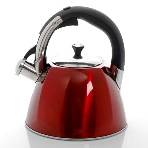 Mr. Coffee Belgrove 2.5 Quart Stailness Steel Tea Kettle, Red