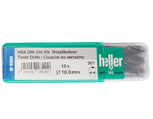 Image of Heller Tools 185400 "0901" Steel Hss Drill Bit, 0 V, Black, 10.0 mm, Set of 10 Piece