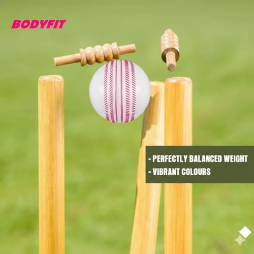 Image of Bodyfit Shot Premium Cricket Bat for Men, Women & Children | Lightweight| Full Size| | Hard Plastic Bat| Premium Cricket Wicket Set l 3 Stumps+2 Bails+1 Stand Set, 2 Balls (Black-Green)