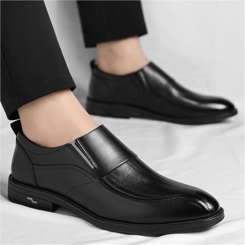 Men's Slip-On Breathable Leather Loafers Spring Business Casual Dress Shoes British Style Comfortable Flat Formal Oxfords2