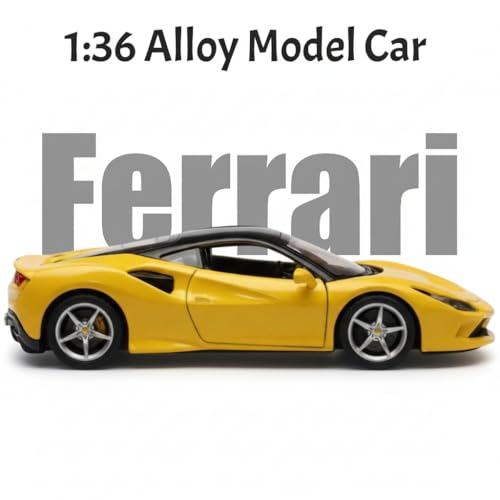 Image of SHAKTISM Die-Cast Metal Car Toy -1:36 Scale, Opening Doors, Pull Back Function, Collectible Toy, Racing Car for Kids Birthday Gift for Boys Girls (Yellow Ferrari Diecast)