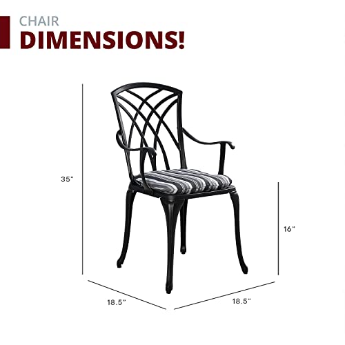 Kinger Home Outdoor Bistro Set 3 Piece Outdoor Bistro Table And Chairs Set Of 2 Bistro Table With Umbrella Hole, Cushions, Cast Aluminum Patio Furniture For Porch, Backyard, Garden, Black #TOP5