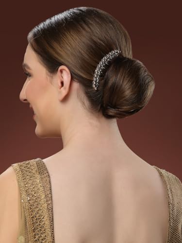Image of Vogue Hair Accessories Golden And White Pearl Comb Hair Clip For Women