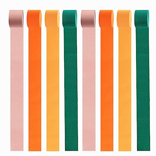 Image of Pink Orange Green Party-Decorations Streamers - 8 Rolls Little Cutie Baby Shower Crepe Tissue Paper Streamer,Spring Summer Fall Autumn Garland Decor,Wedding Bridal Shower Birthday Favors Panduola