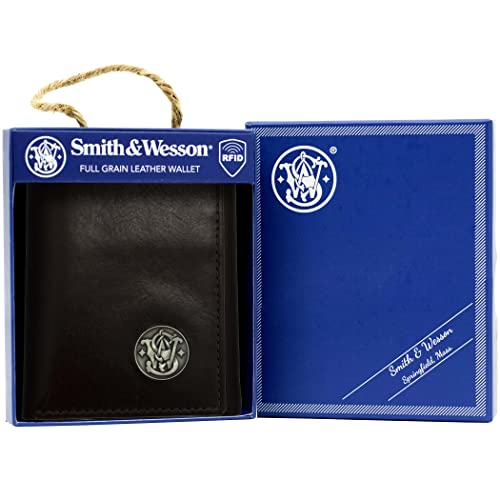 Smith & Wesson Trifold Wallet, 100% Leather Handmade wallet, Gift for him, Black & Brown Color (Brown)4