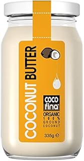 Cocofina Organic Coconut Butter Raw Stone Ground from Coconut Puree  Coconut Bliss Coconut Manna Low Carb Gluten Free perfect for Keto Diets Gluten Free in Glass Jar 335g (PACK of 1)
