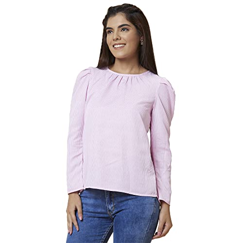 Image of Globus Women Peach Self Design V-Neck Crop Top