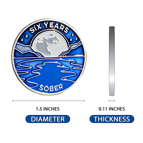 Image of 6 Years Sober Token | Six Years Sobriety Chip | Non-AA Gift, Non-Religious Medallion for Men and Women Celebrating Sobriety