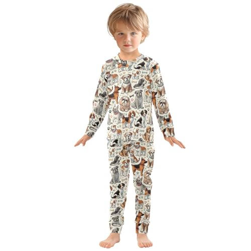 ODAWA Tee and Pant 2-piece Pj Set Dogs Bones Beige Footless Fall Pajamas 18M3
