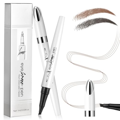 LOPHE Lápiz de Cejas Impermeable, con Cabeza de 4 Horquillas, Microblading, Líquido, Resistente al Agua y al Sudor, de Larga Duración (Concha Blanco-Marrón Claro)