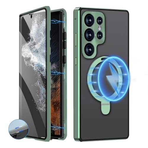 Coque métallique magnétique pour Samsung Galaxy S23 Ultra verre avant arrière