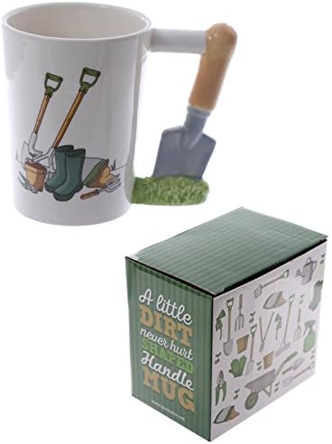 Puckator Garden Trowel Ceramic Shaped Handle Mug, Tea Coffee Hot Drinks, Decorative Gift Box, Home Kitchen Office Height 11cm Width 13cm Depth 8cm