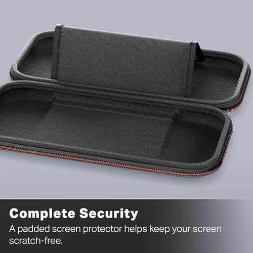 powera slim case for nintendo switch 2 - dark heather grey officially licensed protective case holds 10 game cards padded screen protector built-in play stand