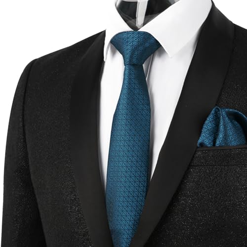 Image of Alizeal Mens Vintage Solid Plaid Tie with Pocket Square 3.15inches Necktie Set