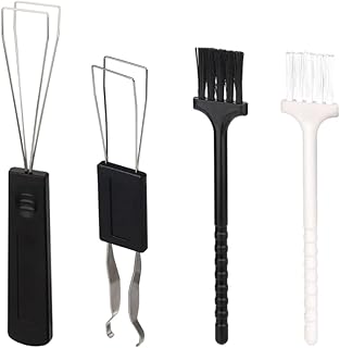 CHEERYMAGIC 2 Pairs Keycap Puller Stainless Steel Keyboard Remover Mechanical Switch Puller with 2 Pcs Keyboard Brush Must-have Tool for Mechanical Keyboard Clean A2JPQJGJ (A)