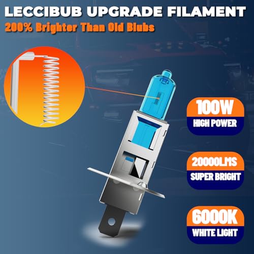 Image of Headlight Bulbs Compatible With Kia Sorento 2007-2009,H1 High Beam Halogen Light Bulb Combo,Super Bright 6000K White,Plug and Play,Pack of 2