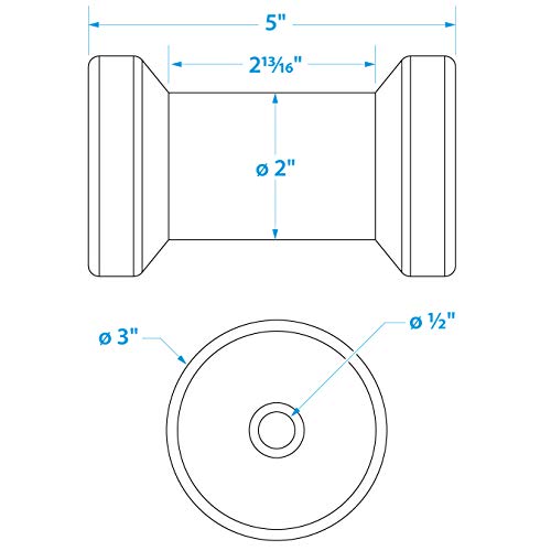 Seachoice Molded Spool Roller W/Plastic Sleeve, Black, Boat Trailer, 5 In. X 1/2 In. #TOP7