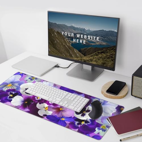 Tapis de souris grand format 40x90cm avec décor pensées de Pâques