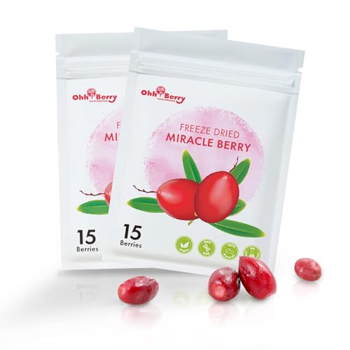 Ohh! Berry Miracle Berry [all 30 of them],Miracle Berries are 100% Natural & Freeze-Dried Friut Snacks to Turn Sour To Sweet and Reduce Sugar Use For Better Health Forever,No Preservatives