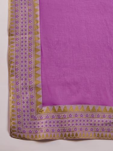 Image of Women's Pure Silk Printed Embroidery Kurta Palazzo & Dupatta Set