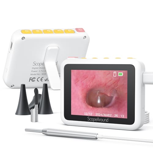 ScopeAround Otoscope with Light, 3.9mm Ultra-Thin HD Smart Visual Ear Camera, Digital Otoscope for Kids and Adults, FSA HSA Eligible Item, Ear Wax Removal Camera for Home Ear Inspection(Whit
