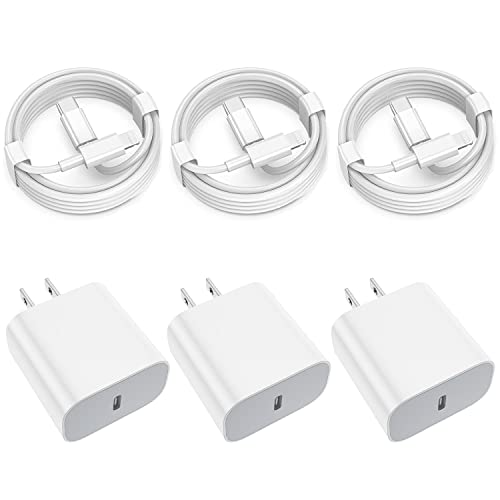 3Pack iPhone Charger Fast Charging Apple MFi Certified USBC Wall Charger Block with 6FT USB C to Lightning Cable for iPhone 14 Pro Max/13 Plus /12/11 Mini/iPad Pro Type C Power Adapter (3Pack-Pink)