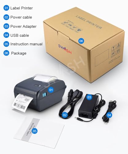 SWASH 9210-U Thermal Label Printer, Bar Code Label Printer, 4×6" Shipping Label Printer - Image 6