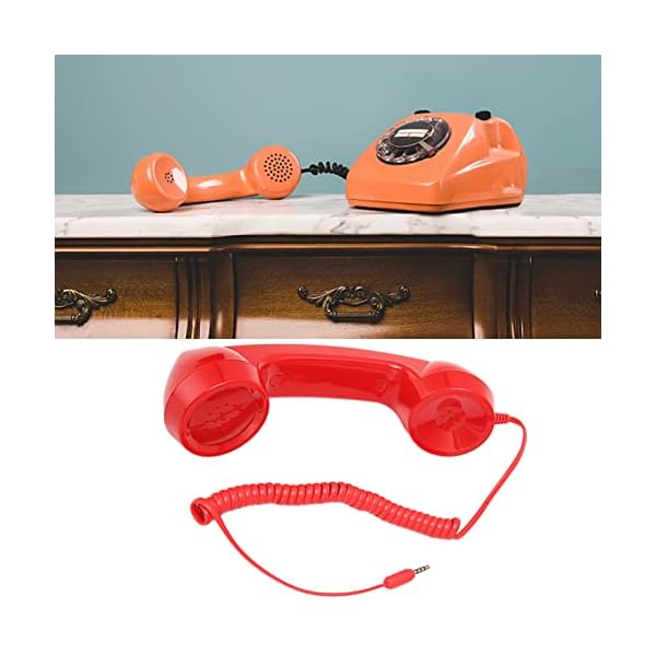 Retro Phone Handset, Multifunction Radiation Proof Handheld Cell Phone Receiver, Handheld Receiver with Volume Controlfor Mobile Phones, Computers (Red) - Image 6