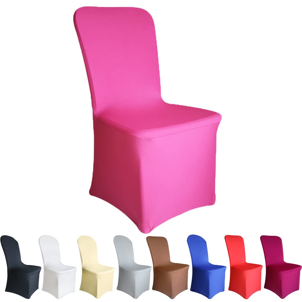 Time to Sparkle Chair Cover Spandex Lycra Stretch Slipcovers Dining Chair Cover Wedding Banquet Party Flat Front (Pink)