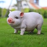 Jero.Ted Pig Garden Decor Statues Gnome Theme Outdoor Home Decor Wife's Mother's Gift, Large Realistic Animal Figurine Pink Piglet Decoration - Resin Baby Pig Sculpture Yard Kitchen Décor（XL）