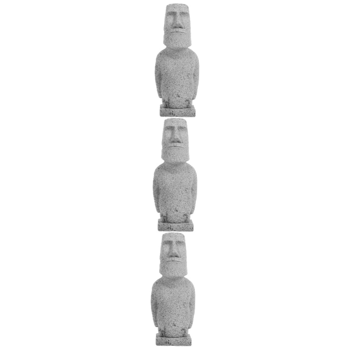 Cabilock 3 Piezas Estatua Moái Estatuilla De Acuario Decoración De Pecera Moái De Jardín Adorno De Pecera Decoración del Acuario Pequeña Estatua Moai Figura Moai De Pecera Arenisca Grey