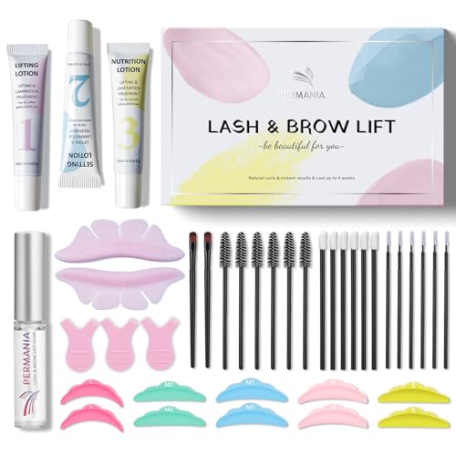 PERMANIA Kit Lifting de Pestañas, Kit de Permanente de Pestañas, con Nuevos Parches Silicona Reutilizables   También Utilizar para Lifting Pestañas Inferiores, Apto para Salones de Belleza