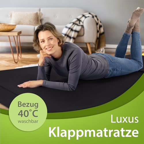 Foto von SHOGAZI Klappmatratze 90x200 x 12 cm, Gästematratze klappbar Made in Germany, Faltmatratze VERGLEICHSSIEGER, ultimativer Schlafkomfort, einfaches Waschen, Faltbare Matratze (Anthrazit)