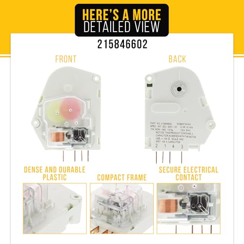 PartsBroz 215846602 Defrost Timer - Compatible with Frigidaire Kenmore Gibson Kelvinator Refrigerator - Replaces AP2111929 PS423801 604-73086 241621501 FRT18B4AW2 FRS26ZRG FRT18L4FW3 FRT21LR8DSP